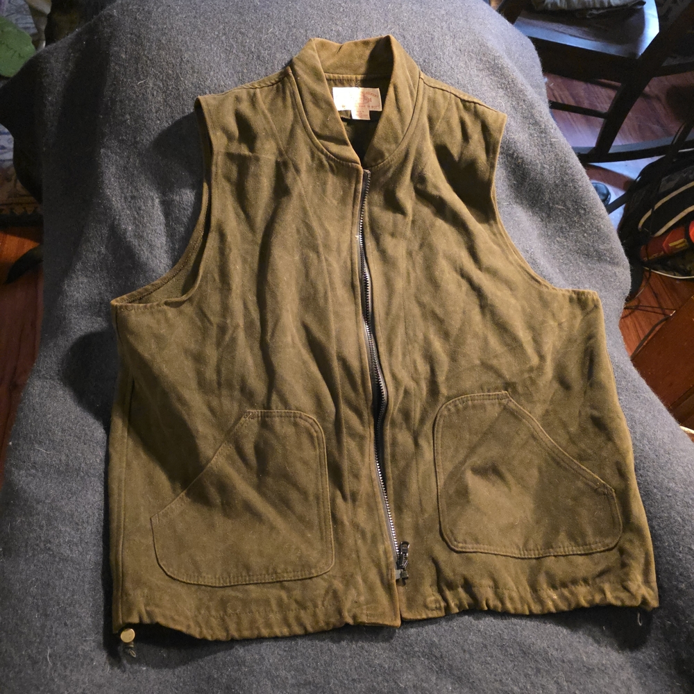 Filson Olive Canvas Zip-Up Utility Vest